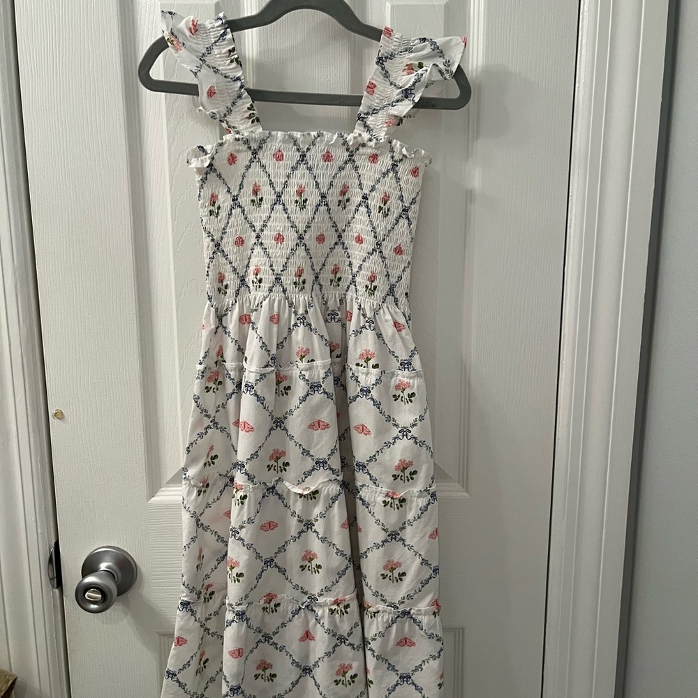 Hill House Gray Pink Sundress Sleeveless Square Neck